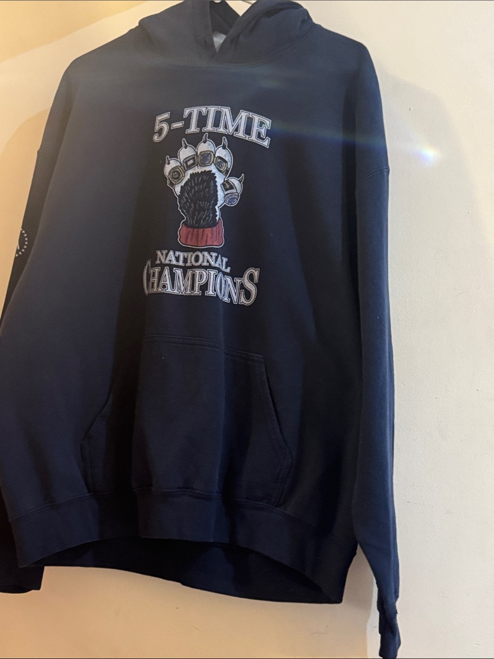 UCONN HUSKIES 5-TIME National Champions Navy Graphic Hoodie by barstool